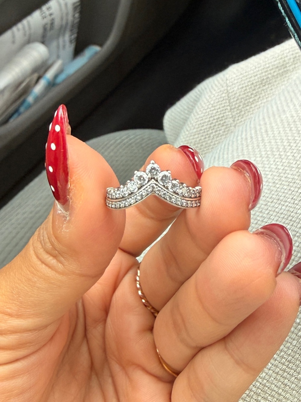 Pandora Sterling Silver Princess Wishbone Ring, Size 5, 50 mm
